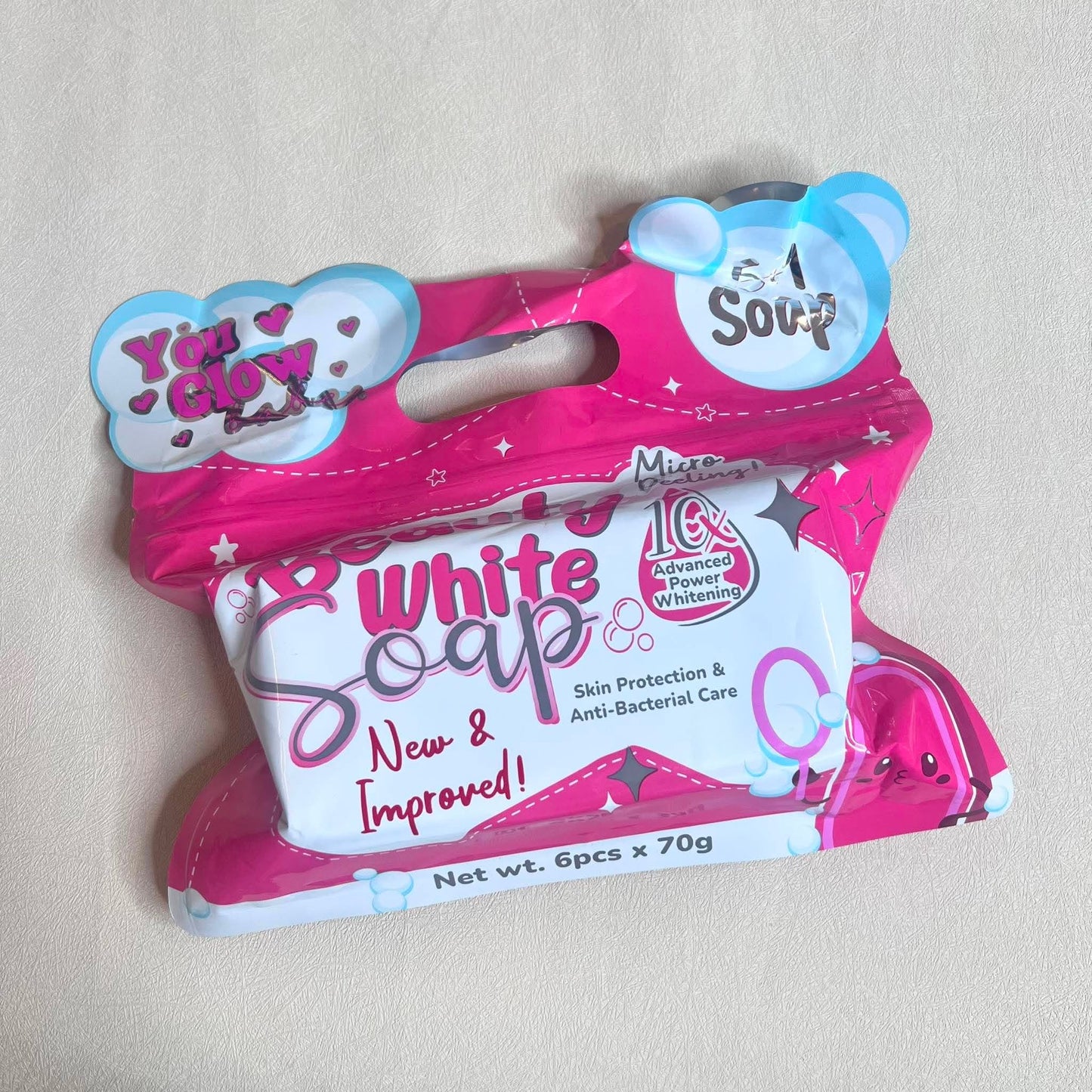 YOU GLOW BEAUTY WHITE SOAP NEW PACKAGONG 6 PCS