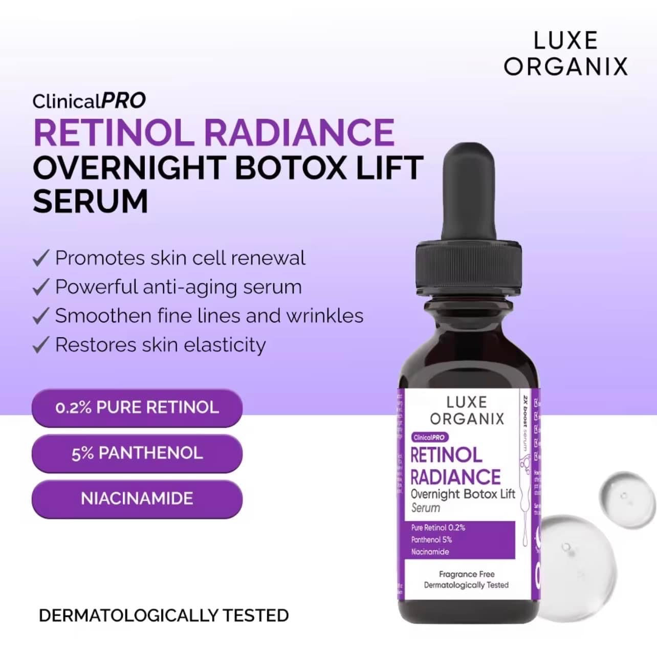 Luxe Organix - Retinol Radiance Overnight Botox Lift Serum