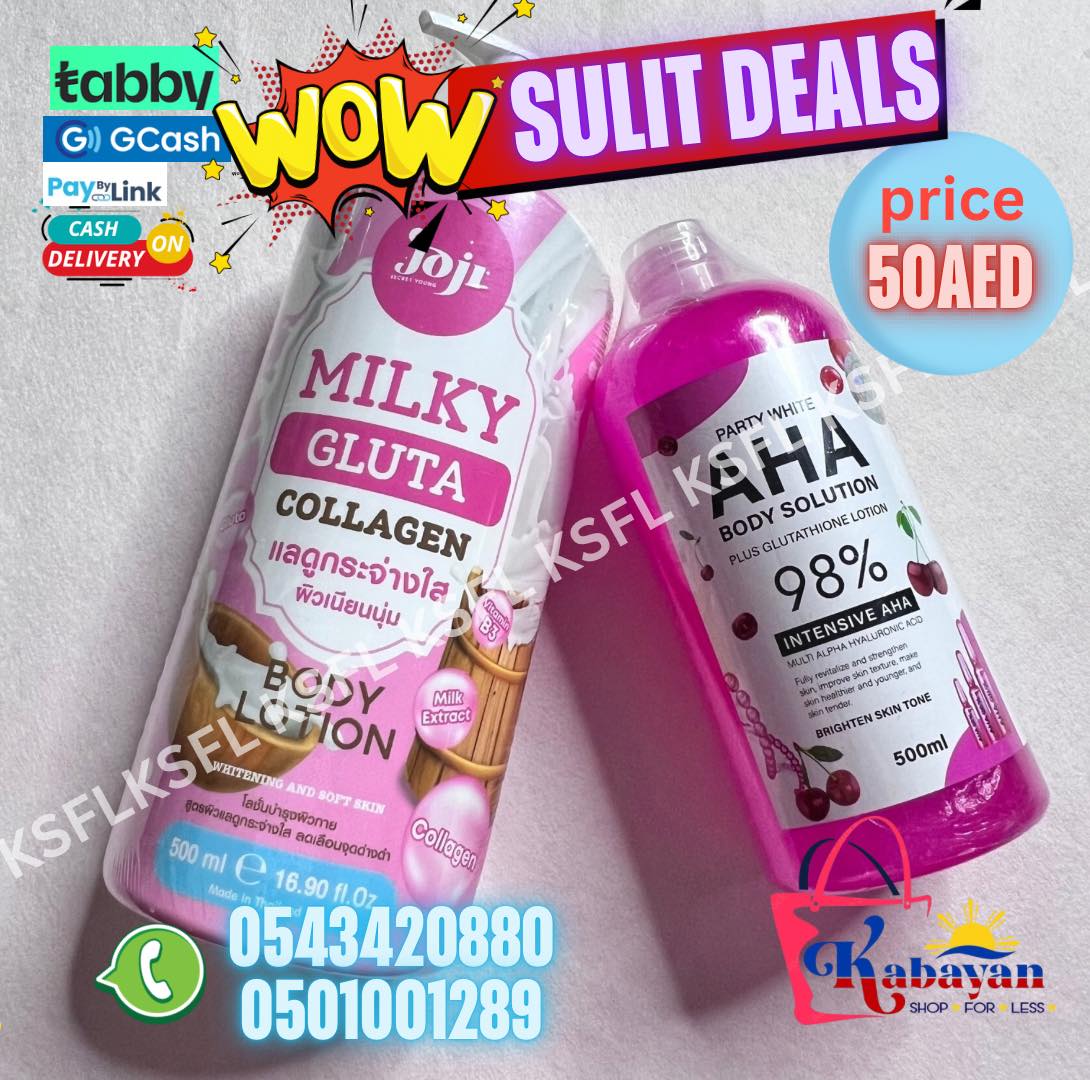 JOJI MILKY GLUTA COLLAGEN LOTION + PARTY WHITE AHA BODY SERUM