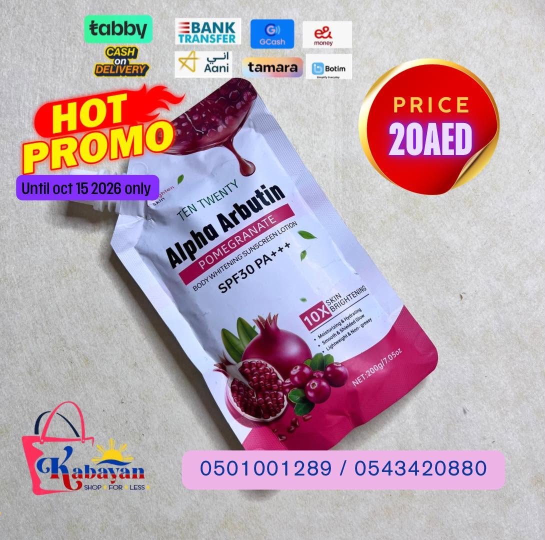 TEN TWENTY ALPHA ARBUTIN POMEGRANATE BODY WHITENING SUNSCREEN LOTION